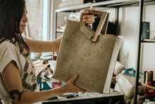 Load image into Gallery viewer, Hand-made Vegan Leather Everyday Tote Bag
