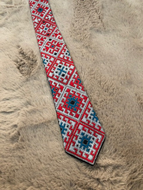 Balochi handmade embroidery tie - Red