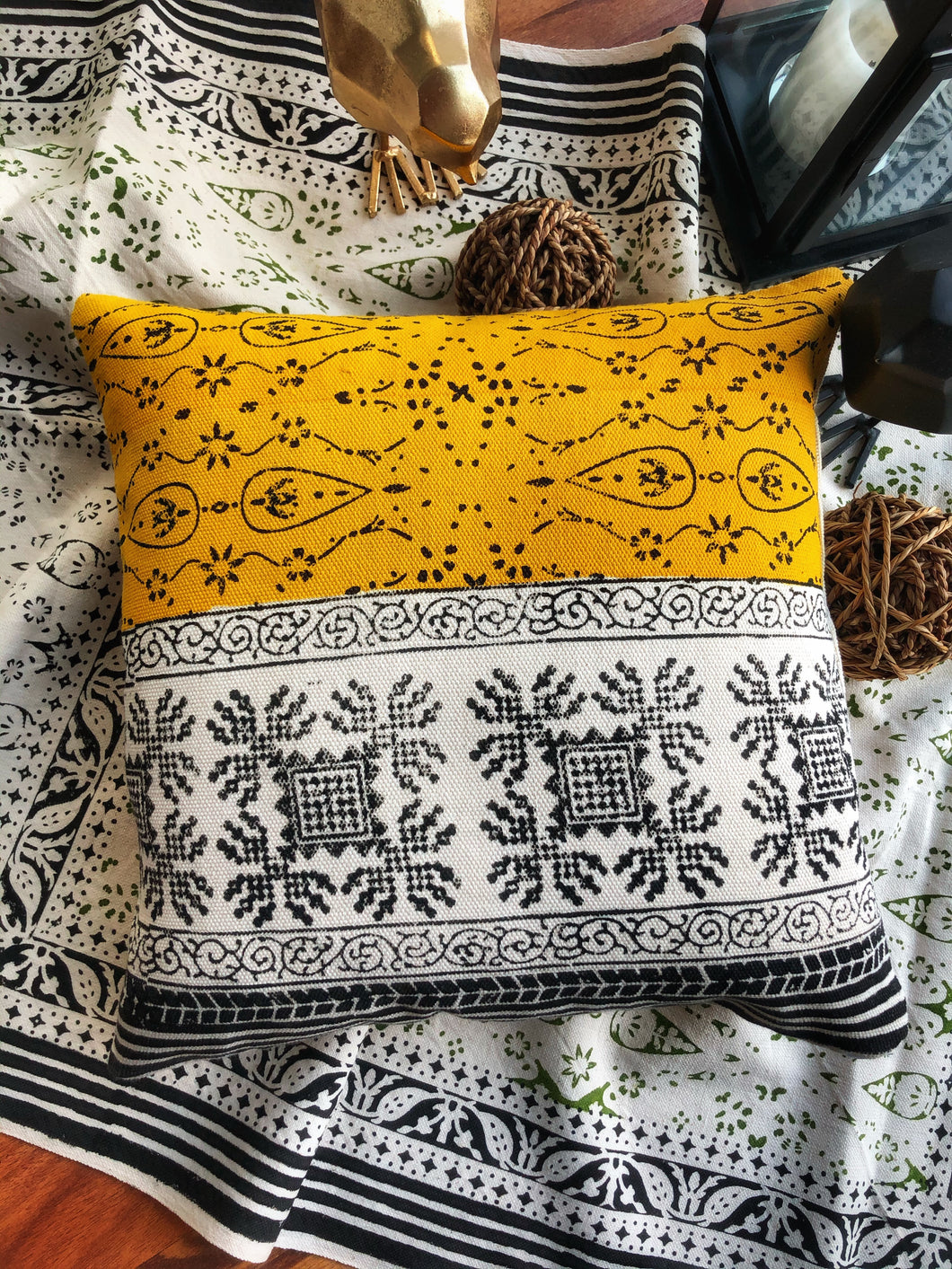 Dordoone Yellow Handmade Cushion