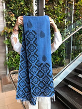 Load image into Gallery viewer, Sarv Blue Hand-made Organic Cotton Shawl
