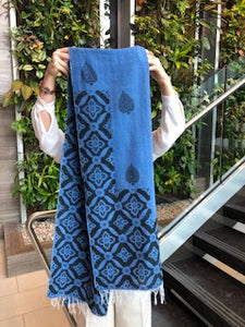 Sarv Blue Hand-made Organic Cotton Shawl