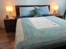 Load image into Gallery viewer, Sky Blue Hand-made Organic Cotton Bed Cover
