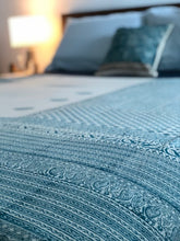 Load image into Gallery viewer, Sky Blue Hand-made Organic Cotton Bed Cover
