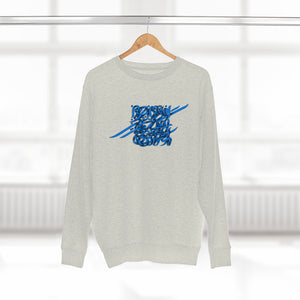 Rumi Poem Blue Calligraphy on Unisex Premium Crewneck Sweatshirt