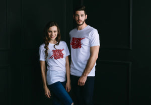 Rumi Peom Red Calligraphy on 100% Cotton T-Shirt