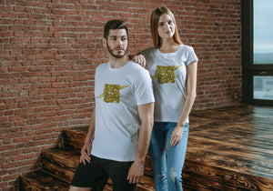 Rumi Poem Yellow Calligraphy on 100% Cotton Unisex T-Shirt