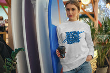 Load image into Gallery viewer, Rumi Poem Blue Calligraphy on Unisex Premium Crewneck Sweatshirt
